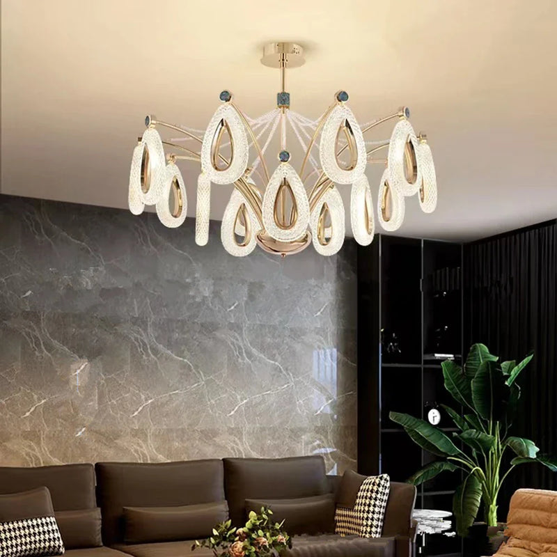 Afralia™ Heart LED Chandelier Modern Luxury Restaurant Villa Living Room