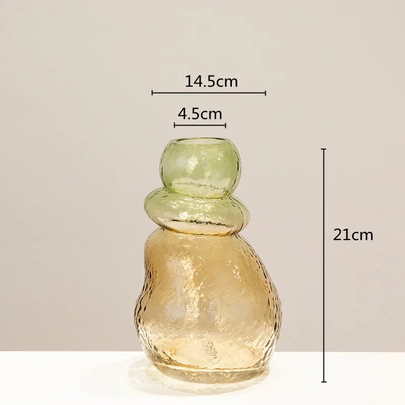 Afralia™ Gourd Shape Gradient Glass Vase Irregular Rockery Terrarium Home Decoration