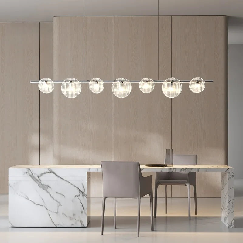 Afralia™ Black Glass Linear Chandelier for Dining Office Bar Modern Kitchen Island