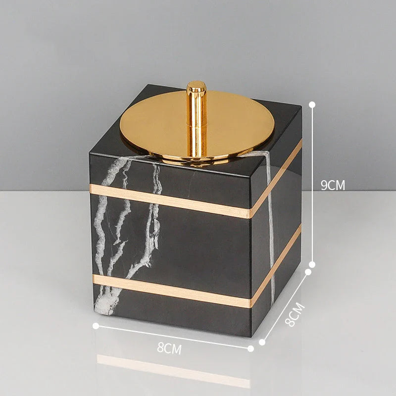 Afralia™ Nero Marquin Marble Bathroom Set with Gold Accents