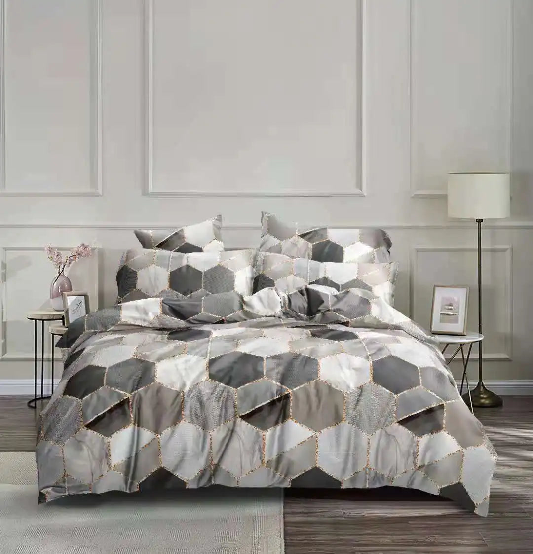 Afralia™ Honeycomb Marble Patterned Bedding Set, Luxurious Duvet Cover with Pillowcase