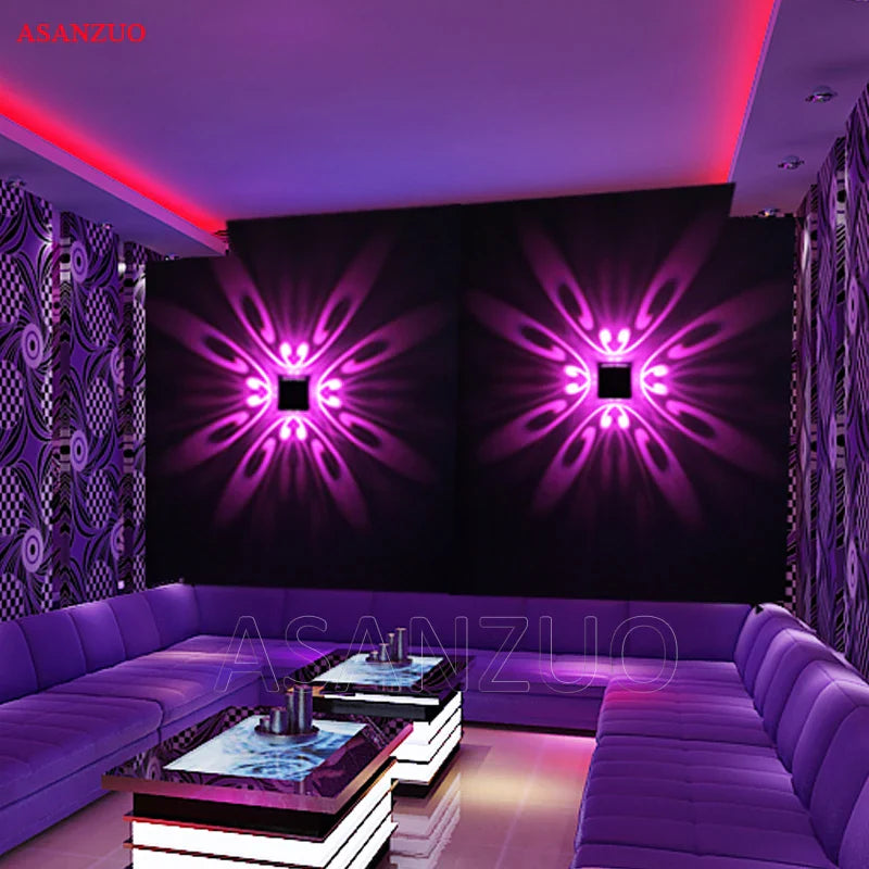 Afralia™ Square RGB LED Wall Light 3W Colorful Party Bar Home Decoration