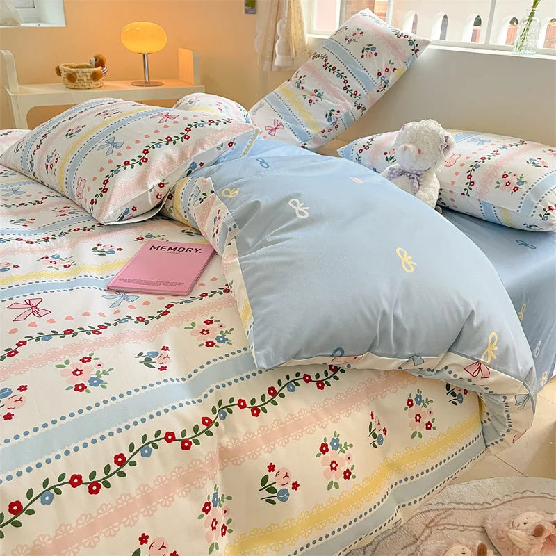 Afralia™ Cartoon Printed Cotton Duvet Cover for Kids & Teens Beddings