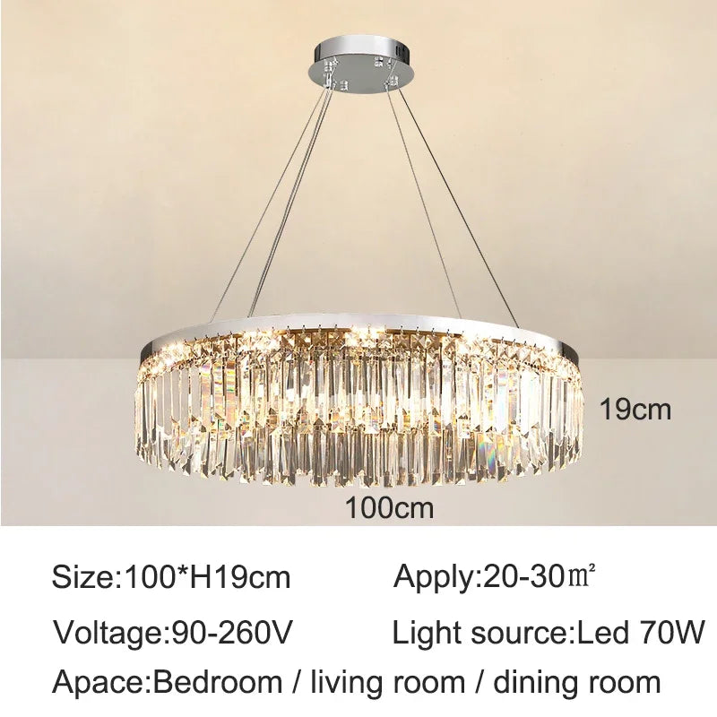 Afralia™ Modern Crystal Ceiling Chandelier - Stylish Round Art Lighting Fixture for Luxe Living Room