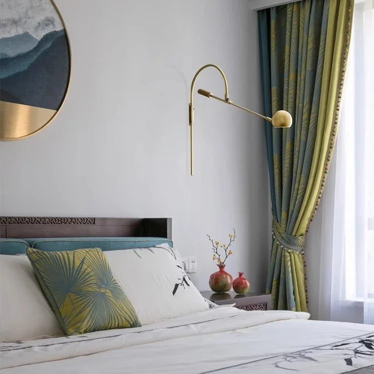 Rotatable G9 Bedside Lamp by Afralia™ - Long Arm Wall Sconce in Gold/Black