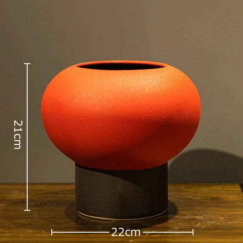 Afralia™ Red Lantern Ceramic Vase - Modern Floral Room Decor