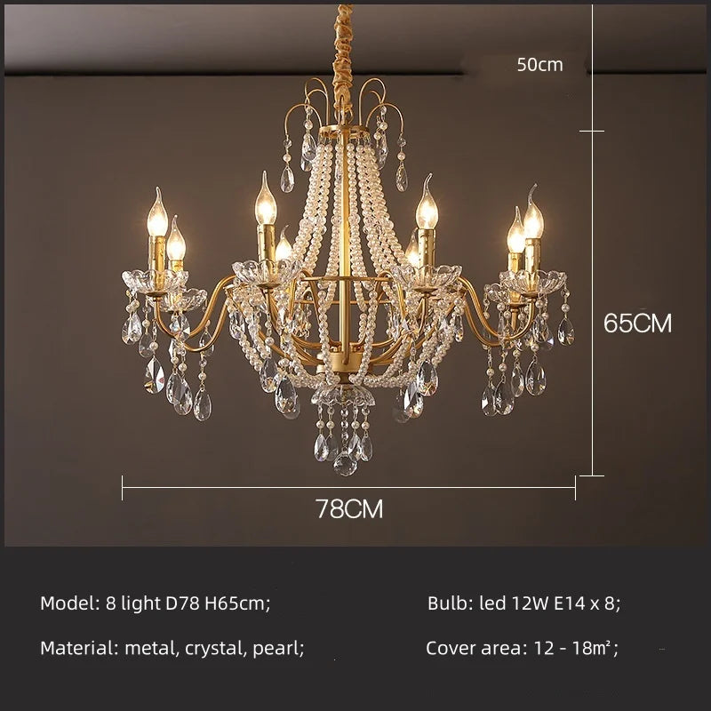 Afralia™ Gold Crystal Pearl Chandelier LED Pendant Lights Luxe Living Room Decor