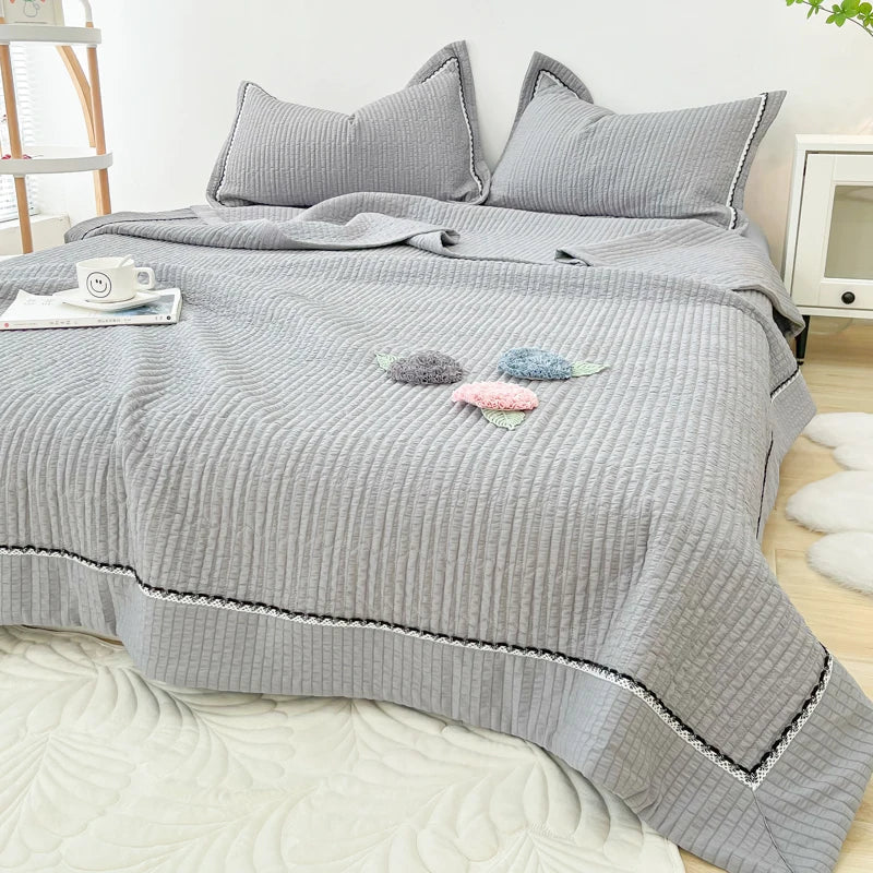 Afralia™ Quilted Bubble Yarn Summer Blanket Queen Size Elegance Princess Design