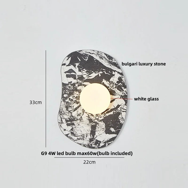 Afralia™ Green Marble Stone LED Wall Sconce Lighting for Bedroom and Hallway