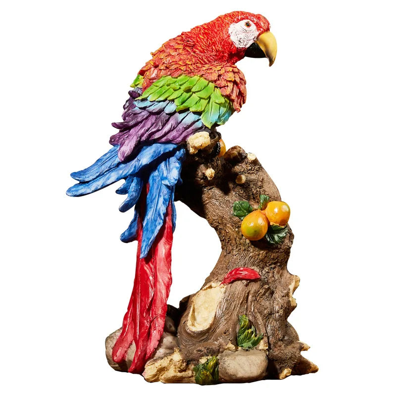 Afralia™ Vibrant Parrot Sculpture Home Decor Ornament Statuette