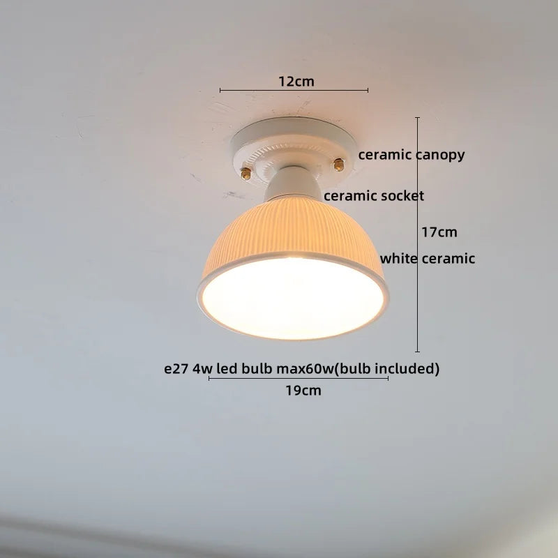 Afralia™ Ceramic LED Ceiling Light Creamy White Nordic Indoor Lighting Fixture