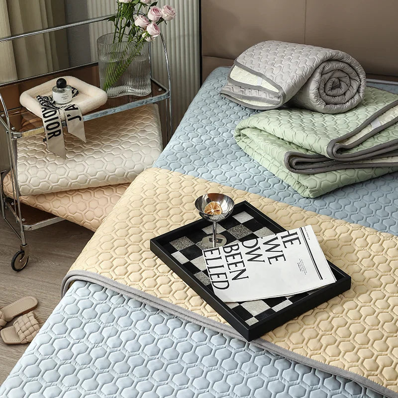 Afralia™ Ultra-Thick Latex Cooling Mat: High-Quality Lyocell Fabric, Cool Silk Feel, Summer Bed Mat