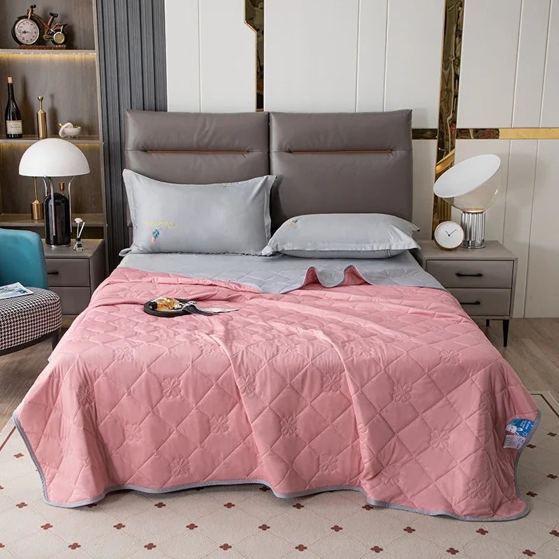 Afralia™ Summer Cooling Blanket in Sky Blue - Lightweight & Breathable Double Comforter