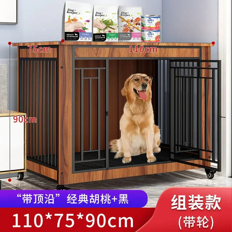 Afralia™ Large Wood Dog Cage House | Indoor Solid Wooden for Big Dogs