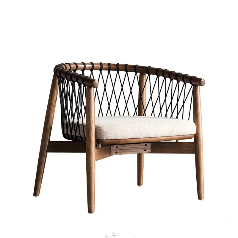 Afralia™ Nordic Style Rope-Woven Single Sofa Chair for Balcony & Bedroom