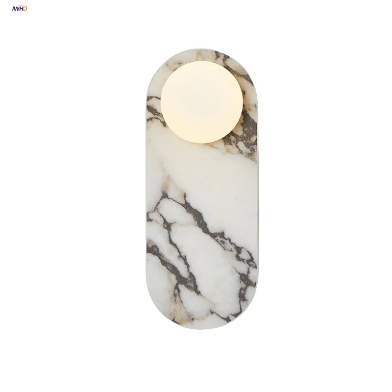 Afralia™ Luxury Stone LED Wall Lights White Glass Ball Wabi Sabi Wall Lamp