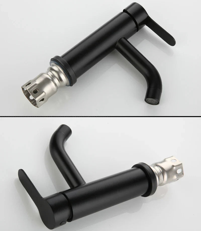 Afralia™ Matte Black Silver Bathroom Faucet Deck Mounted Basin Mixer Tap