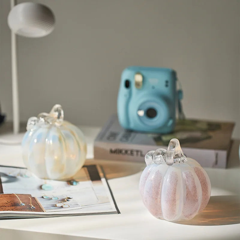 Afralia™ Gradient Glass Pumpkin Decorative Figurine for Home Decoration