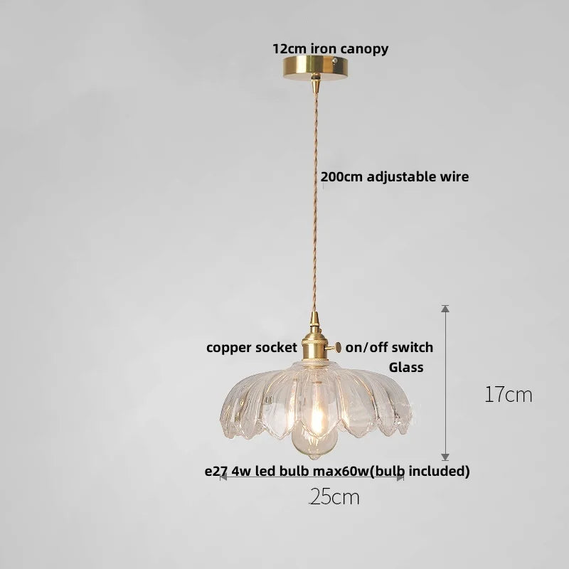 Afralia™ Glass LED Pendant Lamp with Wood Handle - Modern Nordic Hanging Light