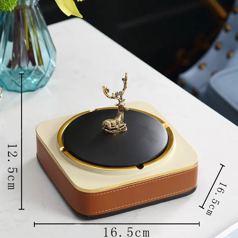 Afralia™ Brown Leather Desktop Storage Basket and Tissue Box