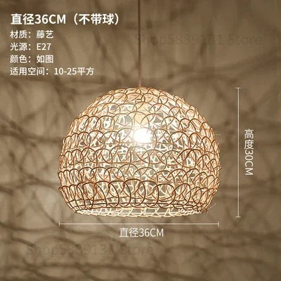 Afralia™ Hand Woven Rattan Pendant Lights Chandelier Bamboo Modern Living Room Decor