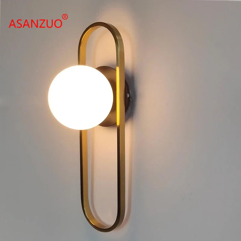 Afralia™ Modern Glass LED Wall Light Brass Sconces for Living Bedroom Bathroom Dining