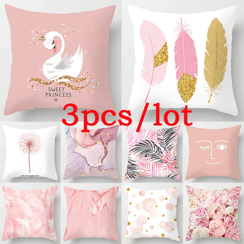 Pink Flower Feather Cushion Cover 45x45cm for Home Decor, Afralia™ Brand