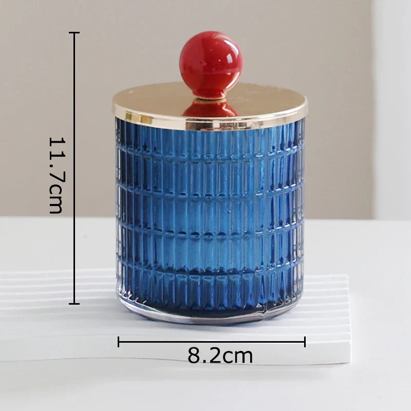 Afralia™ Glass Tea Canister Candy Pot Ceramic Ball Decorative Storage Jar