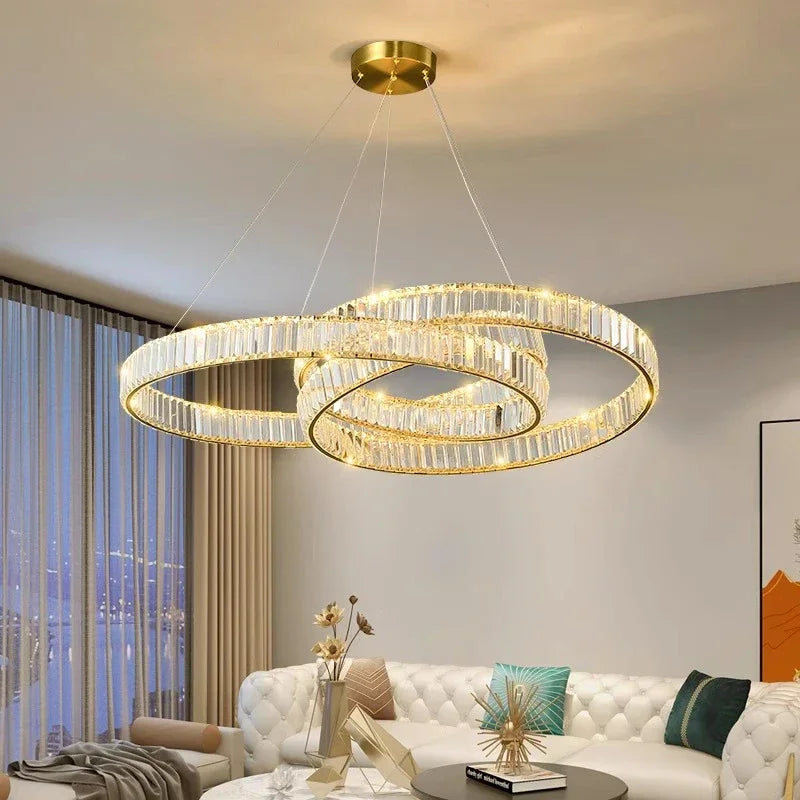 Afralia™ Modern Crystal Chandelier, Pendant Lighting for Living & Dining Room
