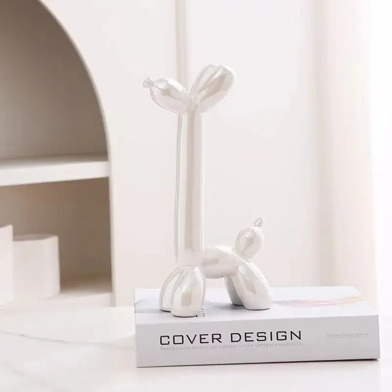 Afralia™ Abstract Ceramic Balloon Dog Sculpture for Home Office Décor