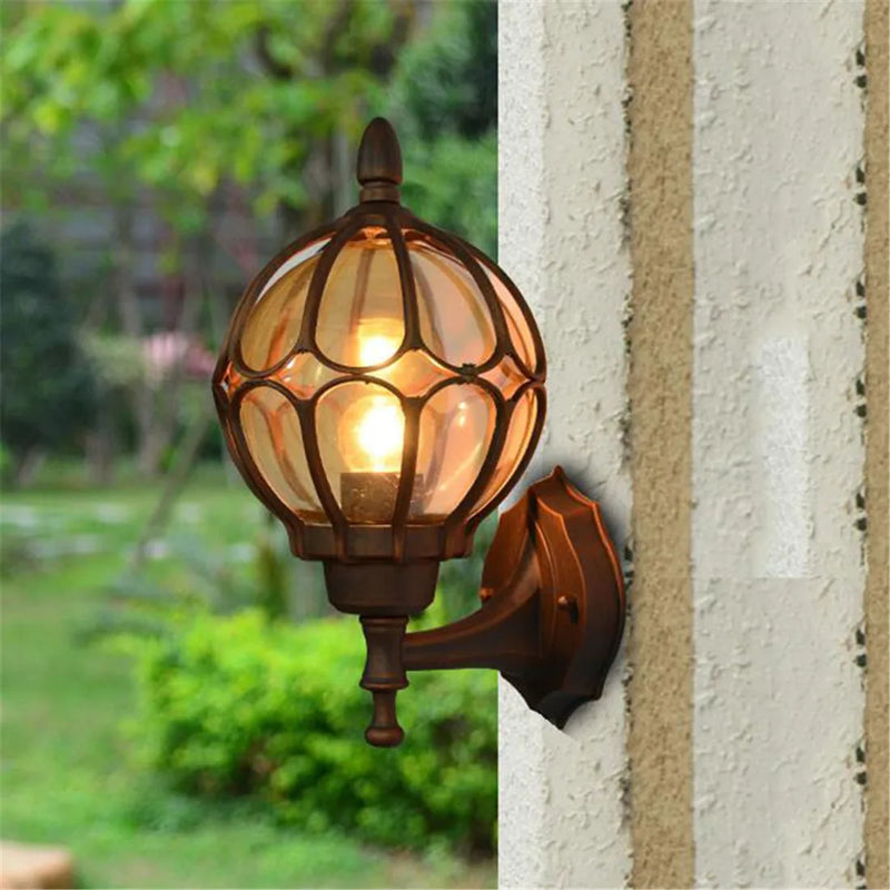 Afralia™ Farmhouse Barn Light Outdoor Wall Lamp with Globe Glass Shade