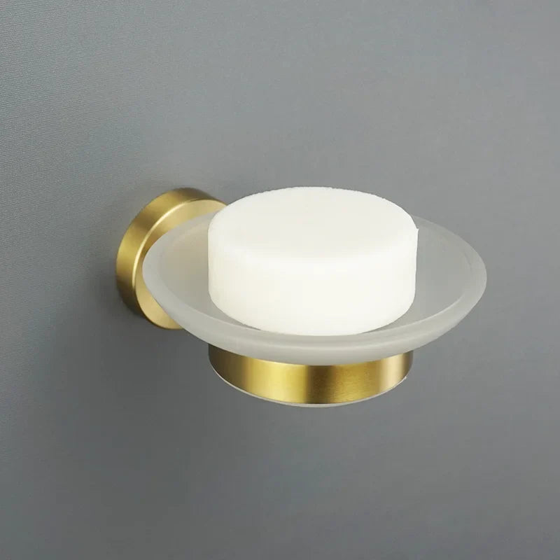 Afralia™ Brushed Gold Bathroom Set: Towel Bar, Toilet Paper Holder, Hook - Wall Mount Kit