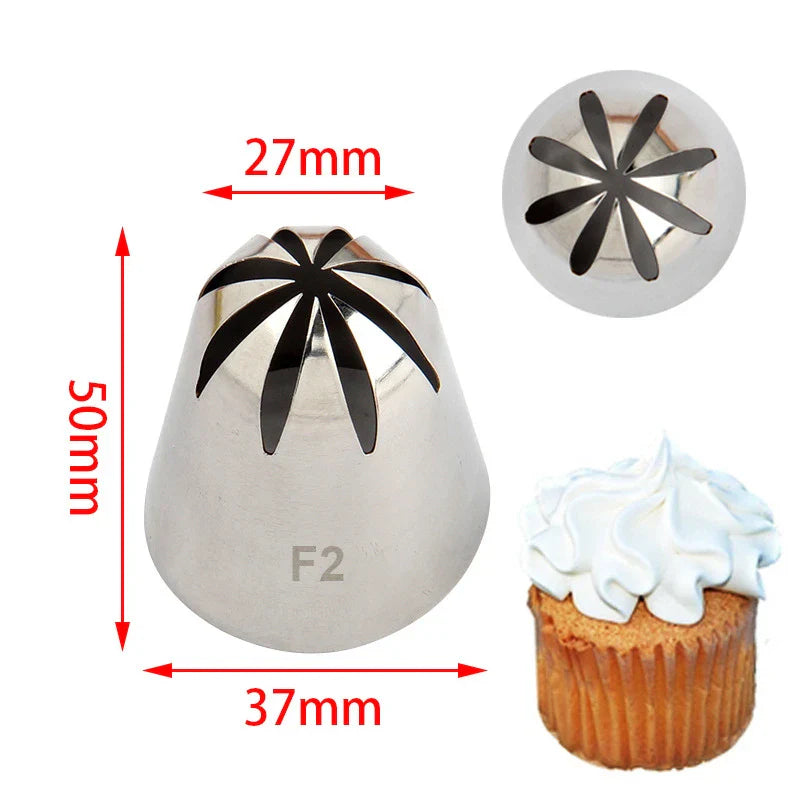 Afralia™ Stainless Steel Oversized Icing Nozzle for Cupcake Flower Decoration