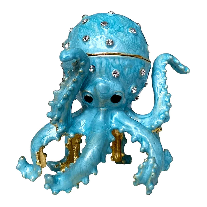 Afralia™ Octopus Trinket Box: Bejeweled Hand-Painted Ring Holder & Collectible Figurine