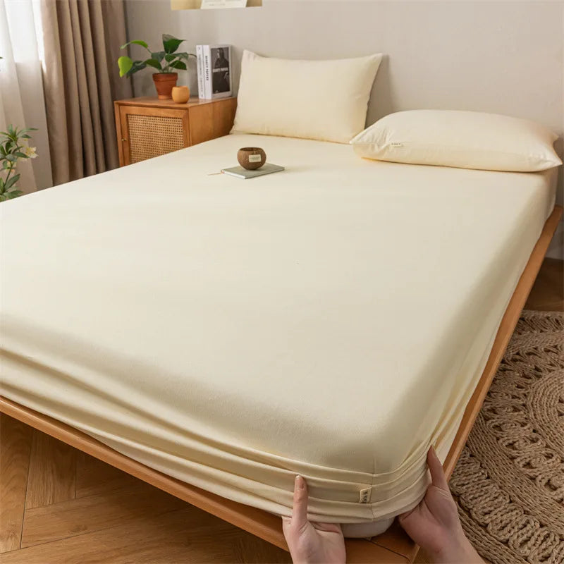 Afralia™ Coarse Cloth Prue Cotton Queen Fitted Sheet Set with Pillowcases