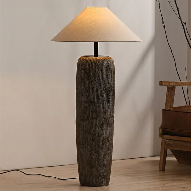 Afralia™ Ceramic Wabi Sabi Antique Japanese Floor Lamp for Living Room