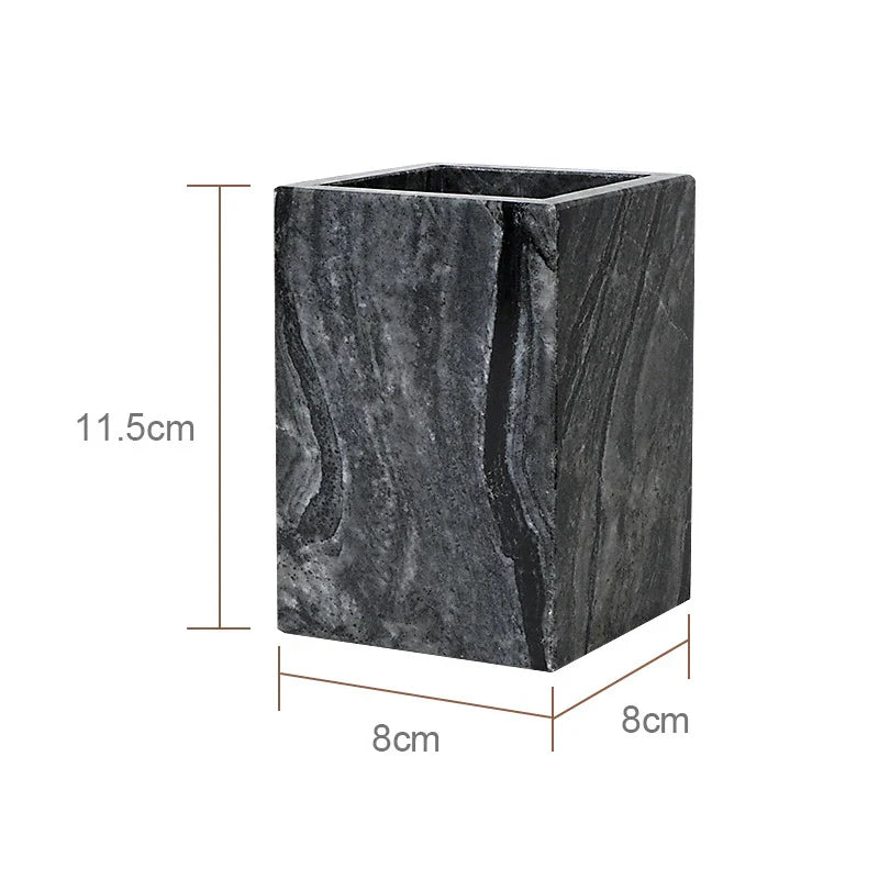 Afralia™ Tree Black Marble Bathroom Accessories Set: Toothbrush Holder, Soap Dispenser, Soap Dish