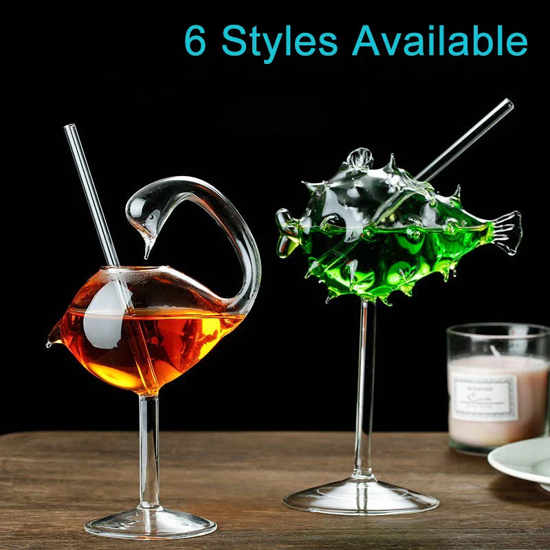 Afralia™ Swirl Glass Straw Cup for Parties, Bars, and Nightclubs