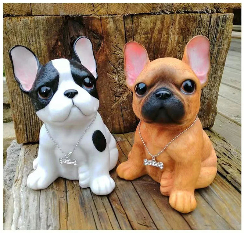 Afralia™ Resin Bulldog Ornament: Super Cute Big-Eyed Puppy Statue for Garden Decor