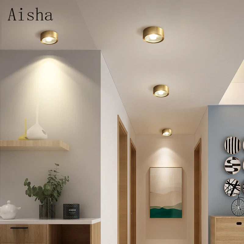 Afralia™ Copper LED Ceiling Light - Ultra-thin Nordic Design for Bedroom, Aisle, and Porch