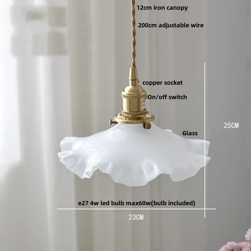Afralia™ White Glass LED Pendant Light Fixture Modern Nordic Hang Lamp