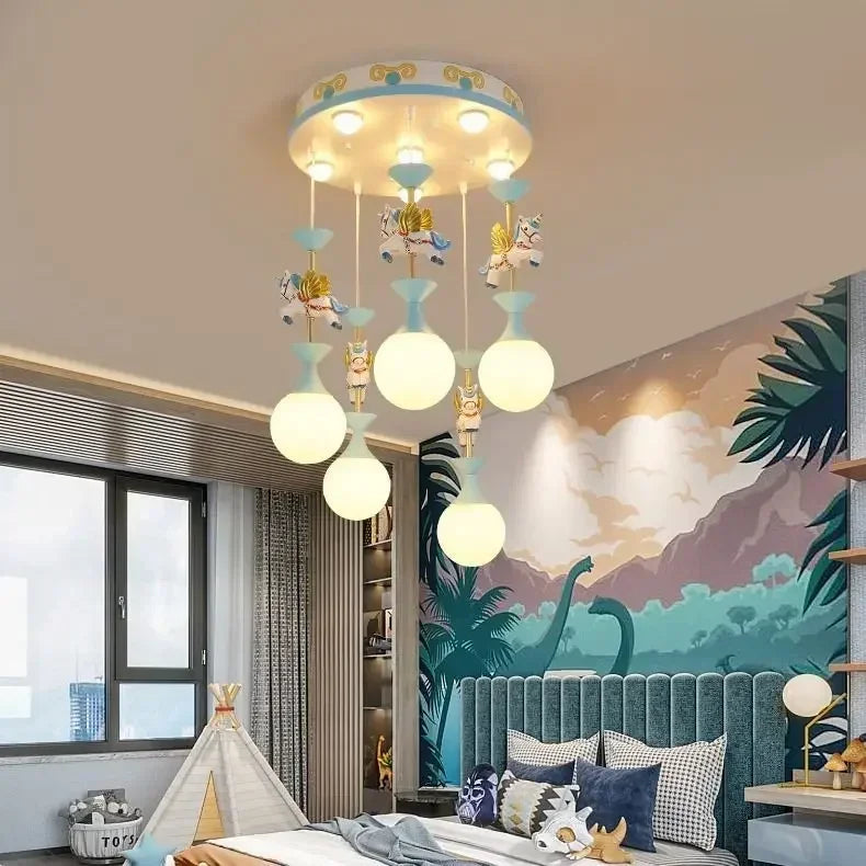 Afralia™ Children Room LED Pendant Light, Modern Minimalist Design for Carousel Bedroom Decor