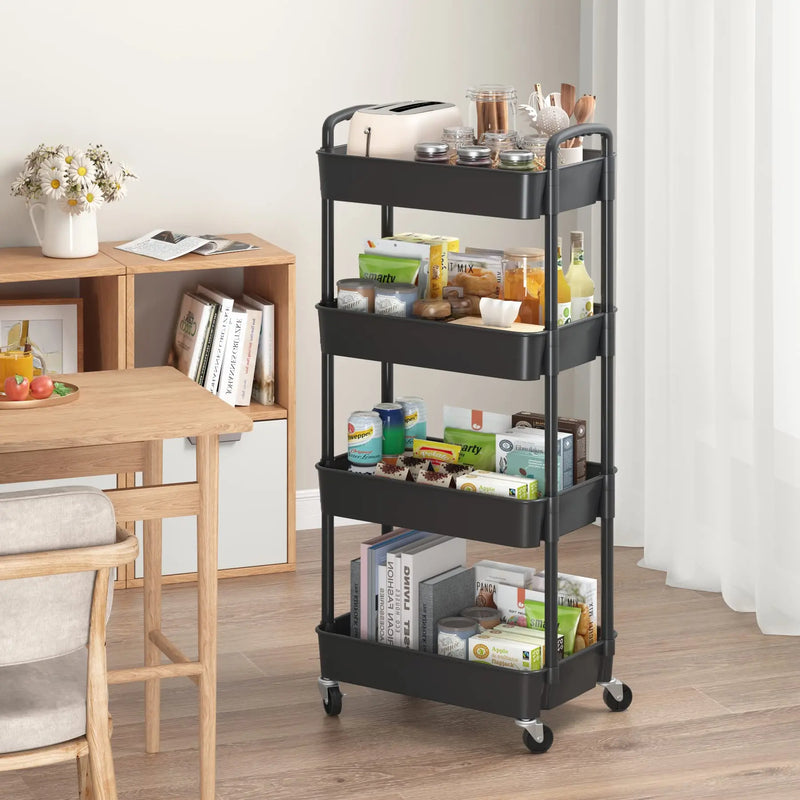 Afralia™ Slim Slide Storage Shelf with Wheels for Kitchen & Bathroom Orgnanization