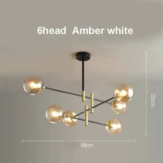 Afralia™ Modern Golden/Black Glass Chandeliers for Home and Commercial Spaces