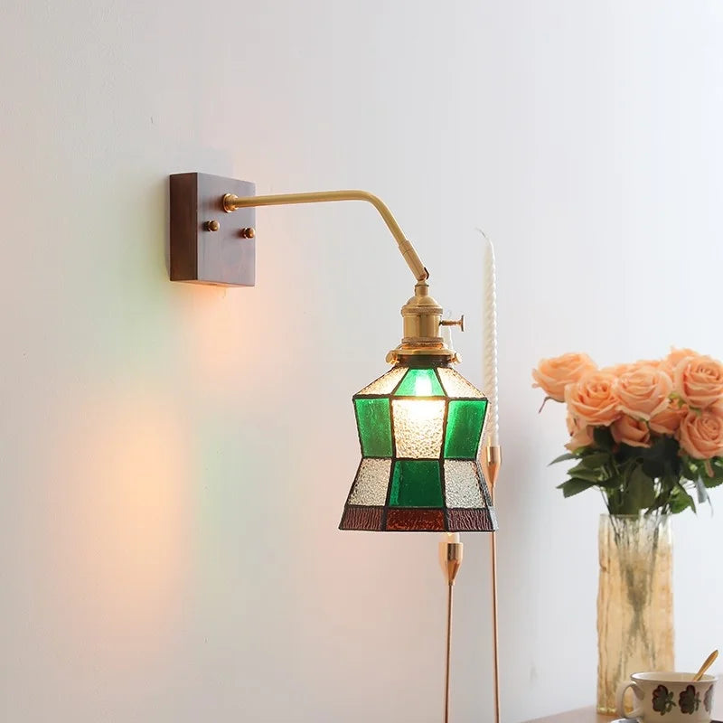 Afralia™ Glass Walnut LED Wall Light - Modern Bedroom Living Room Home Decor