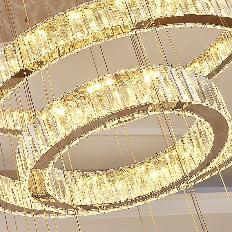 Afralia™ Luxury Crystal Chandelier Modern Led Lighting for Ining Room Staircase Villa Hall