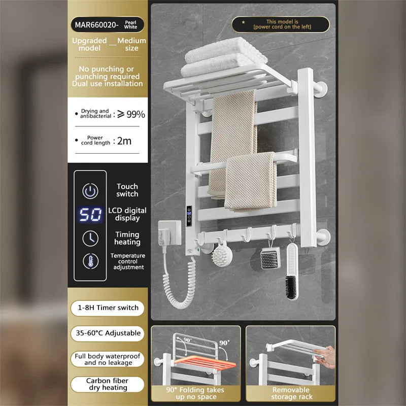 Afralia™ Electric Towel Radiator Warmer Rack for Smart Bathroom Storage and Heating