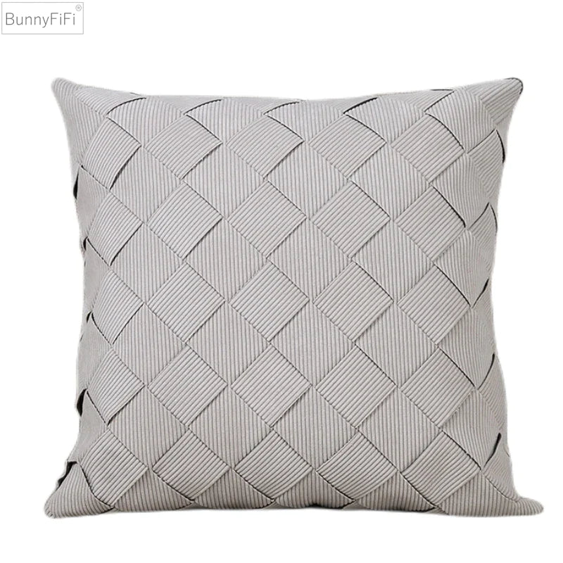 Afralia™ Grey Weaving Luxury Pillow Cover 45x45cm for Sofa Livingroom Bedroom