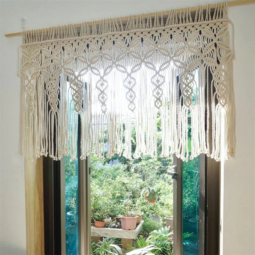 Afralia™ Macrema Cotton Rope Tassel Curtain Tapestry for Bohemian Room Decor