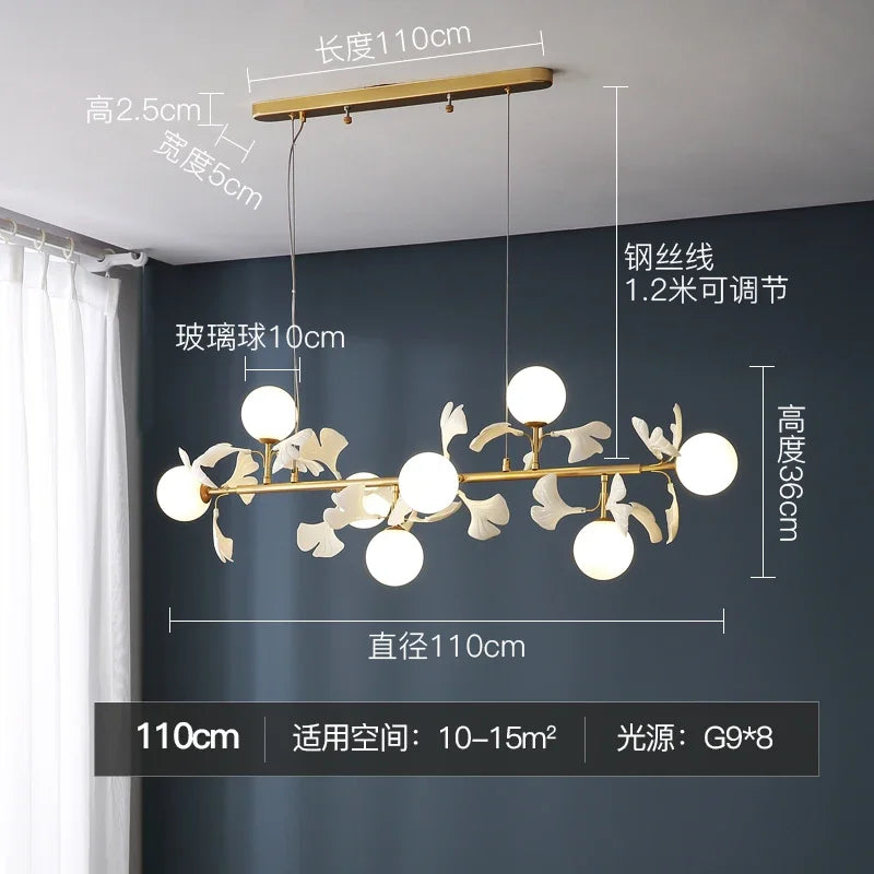 Afralia™ LED Gingko Leaf Branch Ceiling Chandelier Modern Living Room Bedroom Light